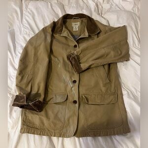 L.L. Bean Vintage Beige Barn Jacket with Corduroy Collar